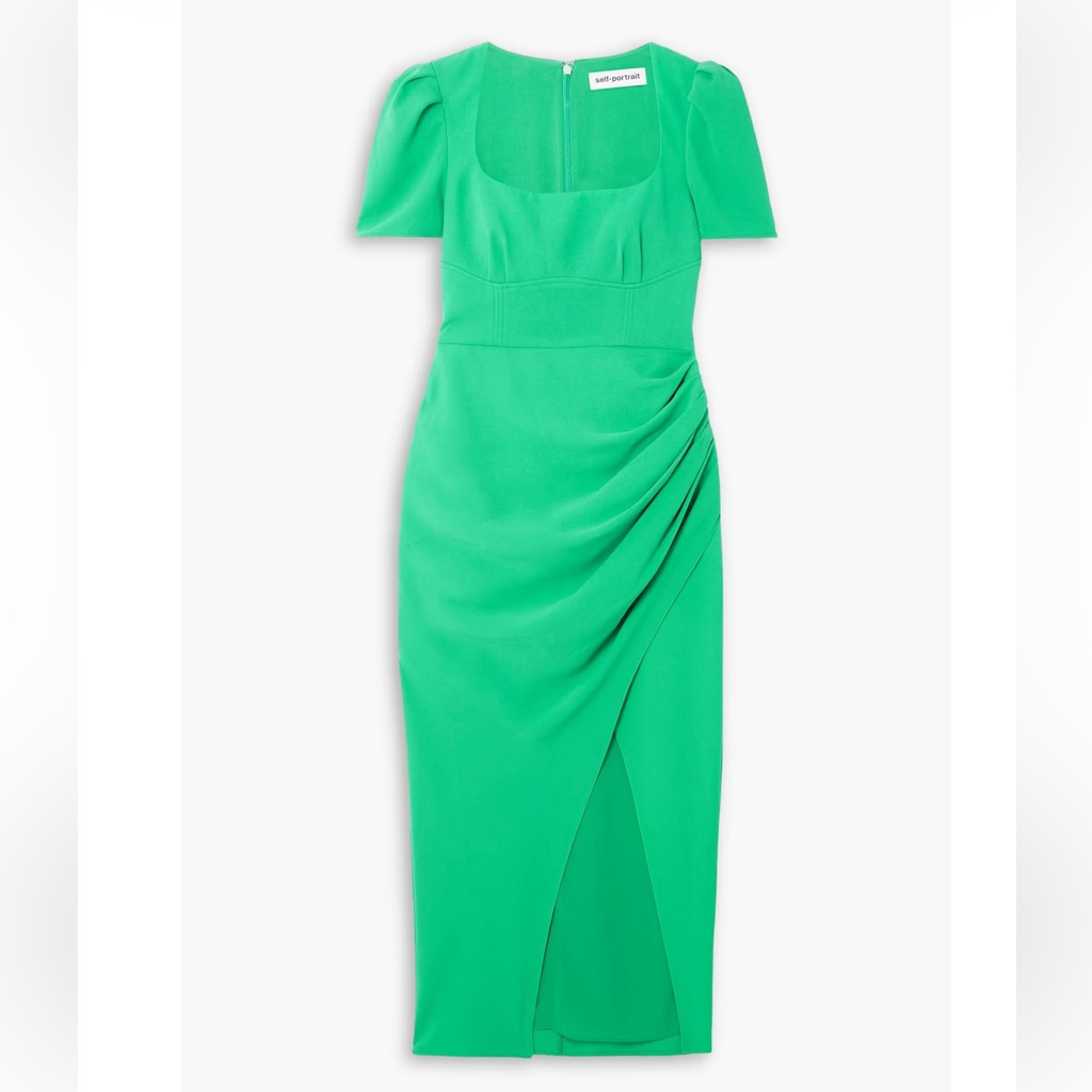Self-Portrait Gathered Crepe Midi Dress